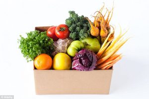 Box of assorted loosed fruit and veg