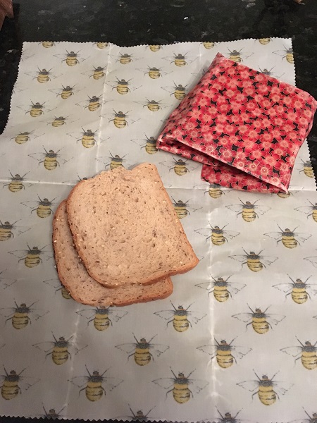 Fresh bread and reusable food wraps