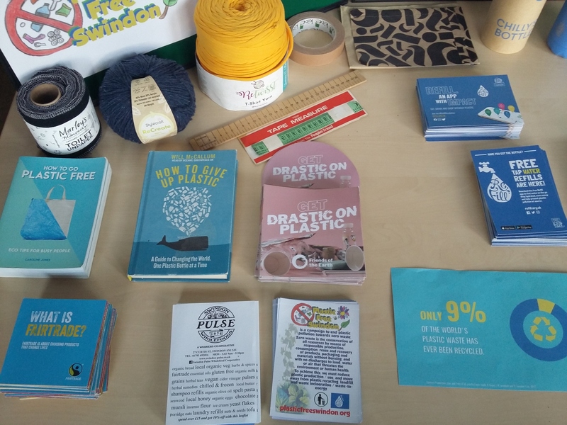 Leaflets and props on stall