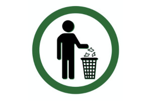 Keep Swindon Tidy logo of a stick person putting some rubbish in a bin