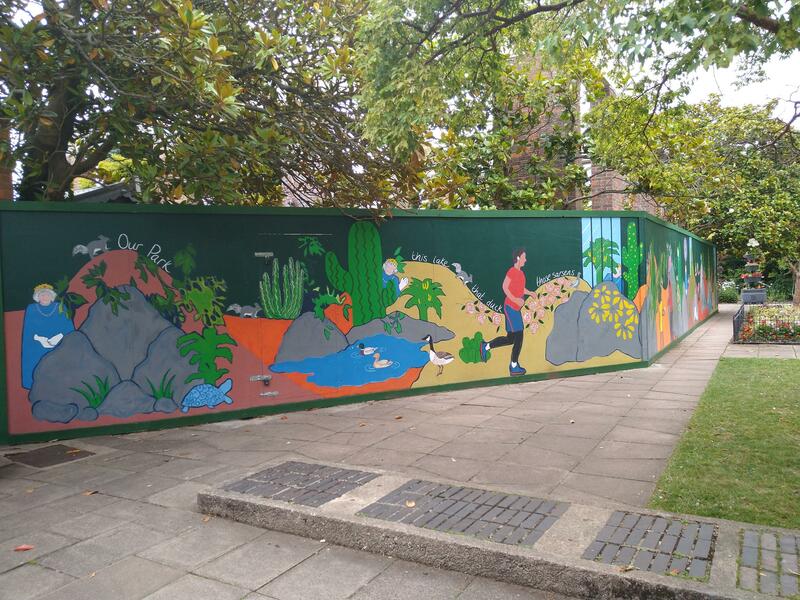 Colourful mural in a park