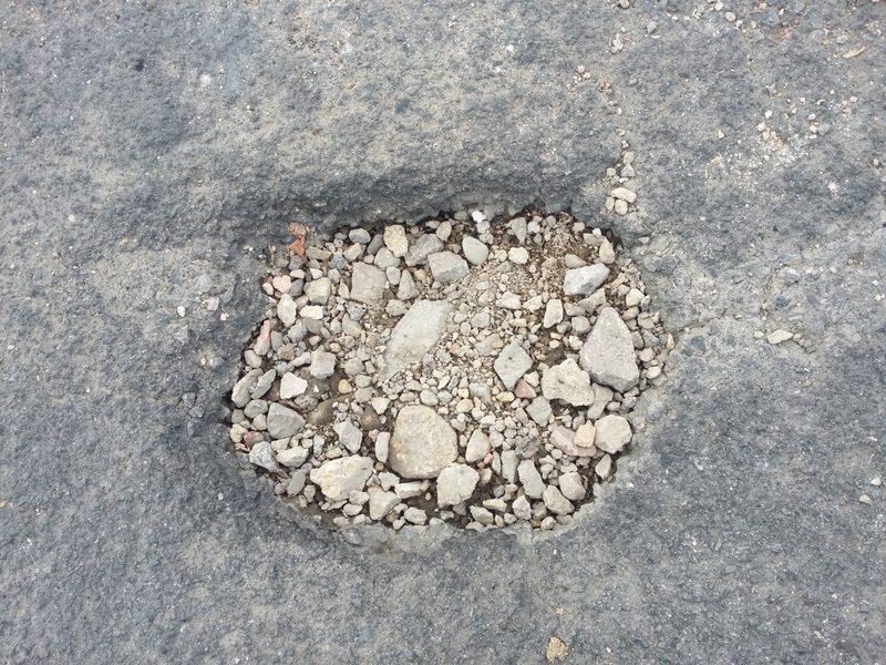 Overhead view of pothole