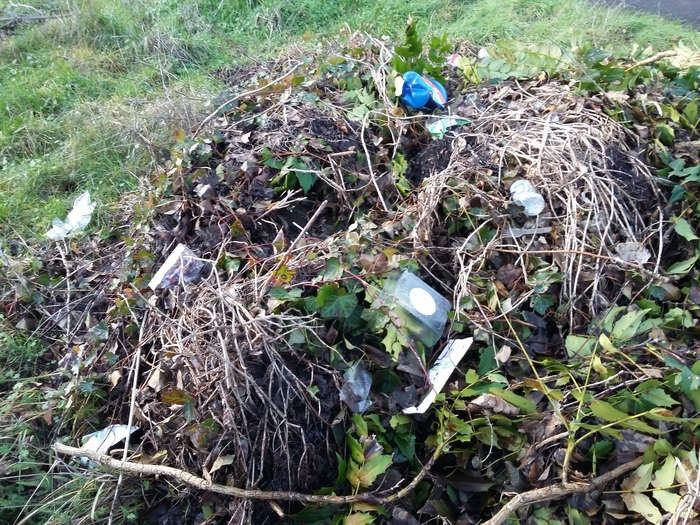 Rubbish mixed in with cuttings