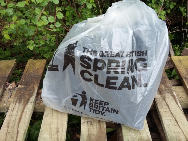 Rubbish left in a Keep Britain Tidy bag