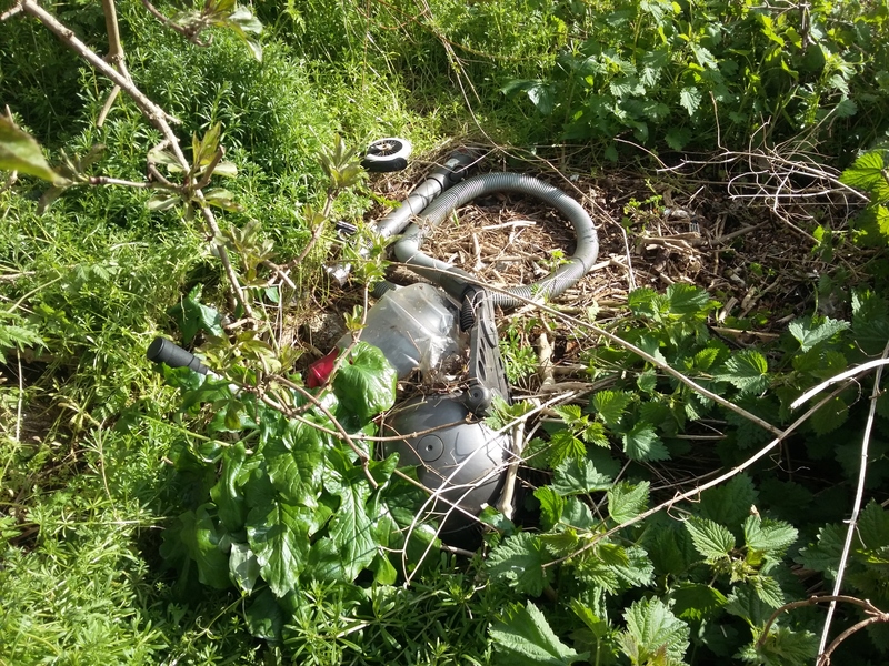 A dumped vaccum cleaner in woodland