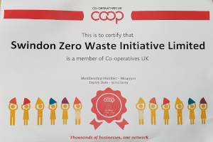 Community Benefit Society certificate for Swindon Zero Waste Initiative Ltd.