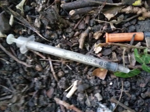 A littered used needle for injections