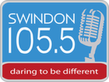 Swindon 105.5 logo, includes a radio microphone.  Reads, 'Daring to be different'