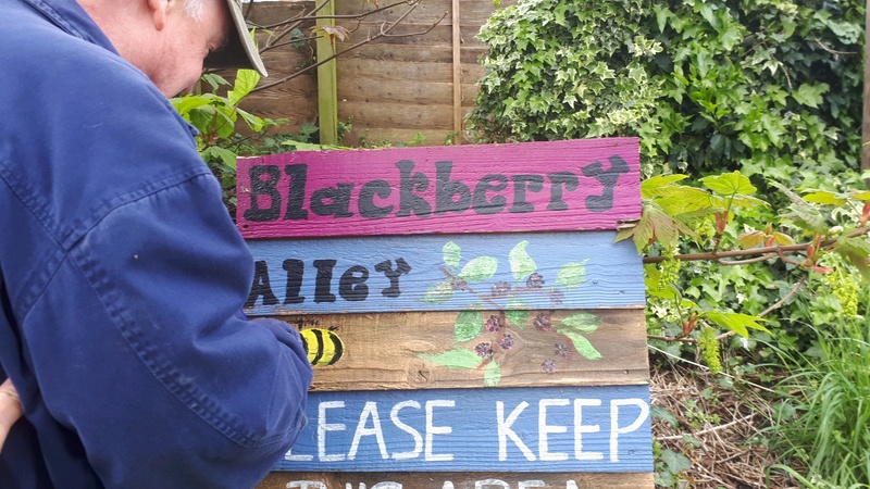 Fixing Blackberry Alley sign