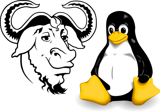 The GNU and Linux mascots